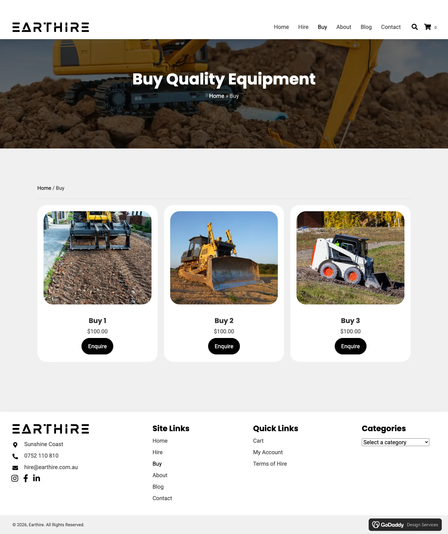 Earthire buy page screenshot