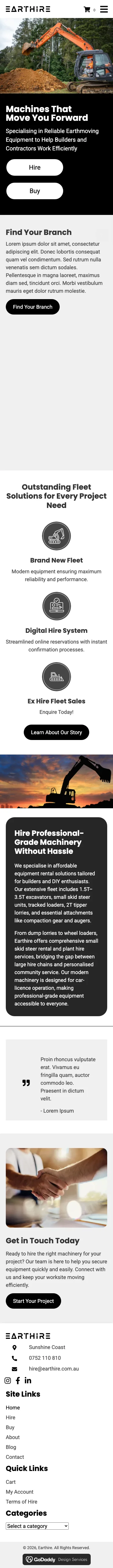 Earthire home page mobile screenshot